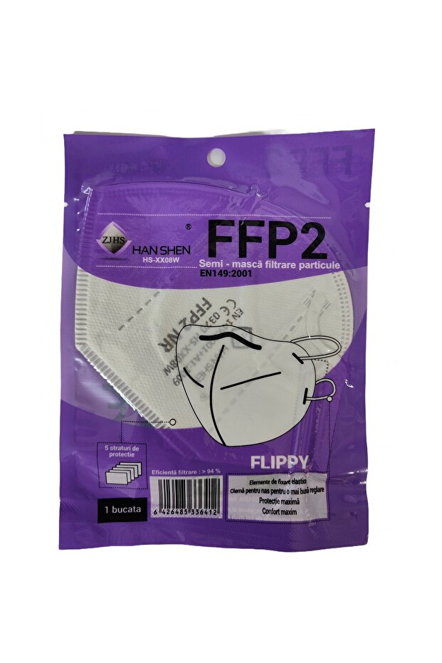 Set of 2000 Flippy Face Masks, Single Use, FFP2 KN95 CE0370, 5 Layers, White - 4