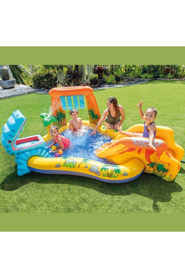 ® Kids Inflatable Pool, multicolor, with slide, interactive design, durable, easy to set up. - 3