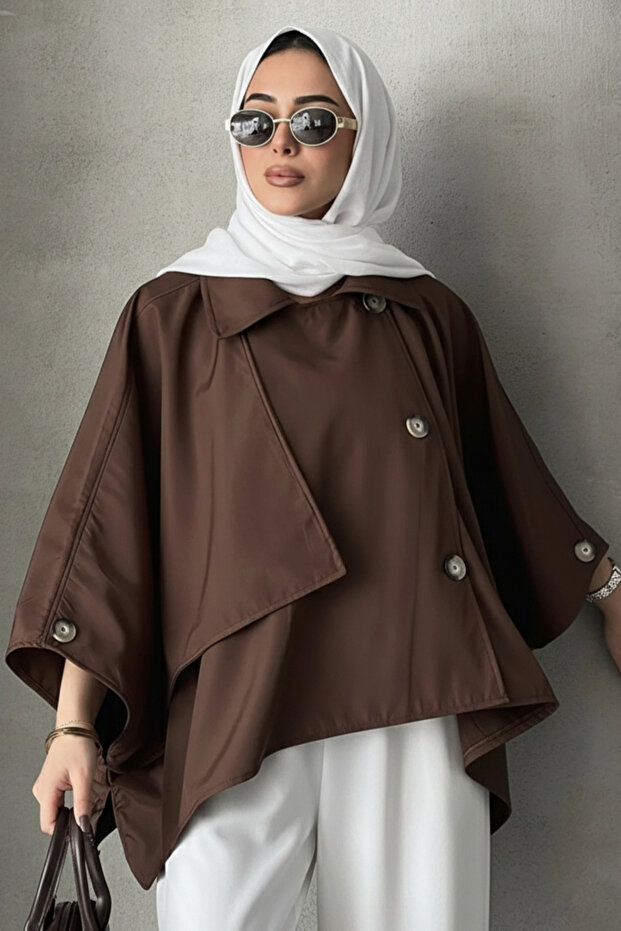 Yarasa Kol Detay Oversize Midi Boy Trençkot - 3