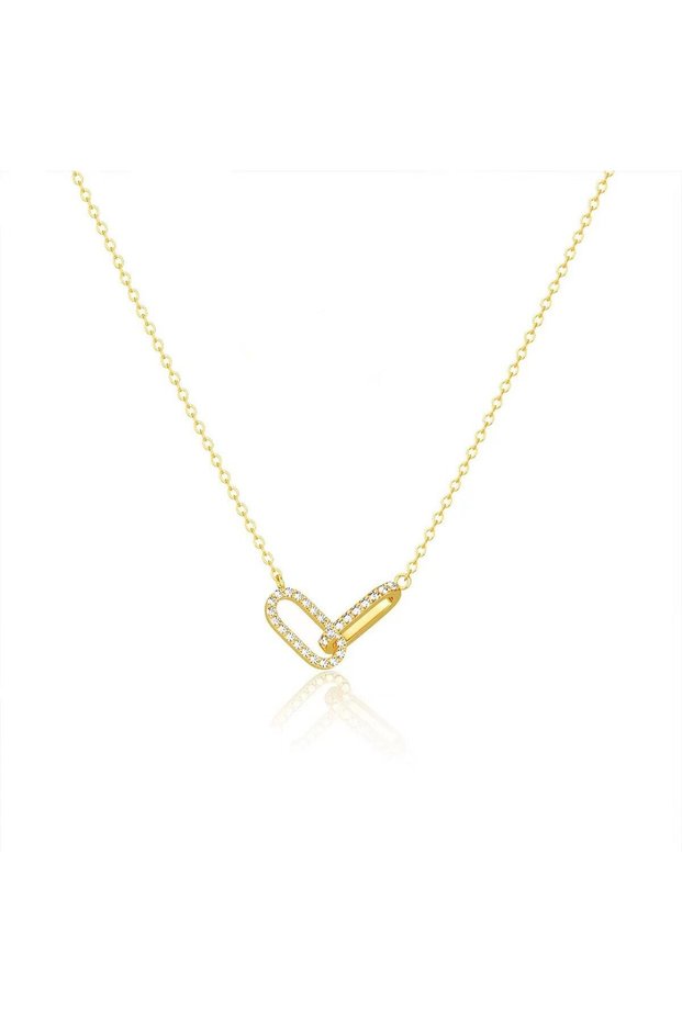 925 silver chain, JW1838, interconnected pattern, gold plated
