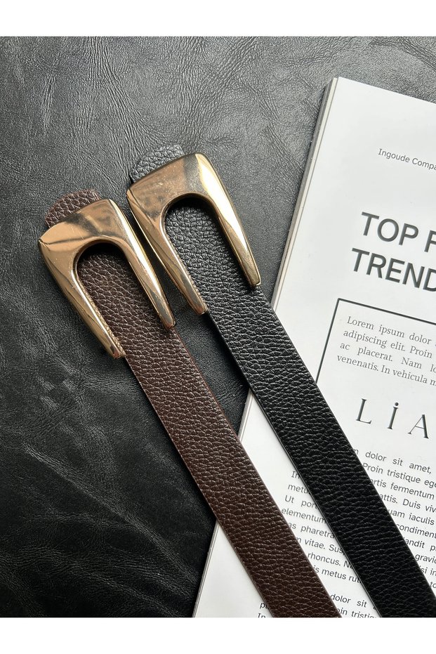 2-Pack Nova Women's Gold Buckle Belt Waist Belt Coat Belt Dress Belt Trouser Belt