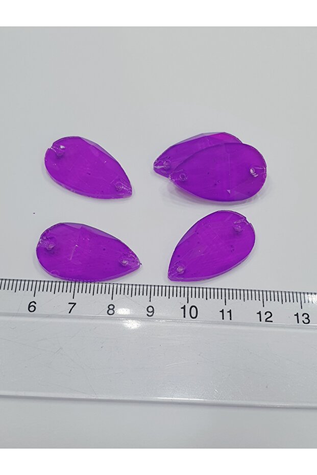 Crystal Dikme Stone - Neon 18*27 mm Drop Purple (24 Pcs)