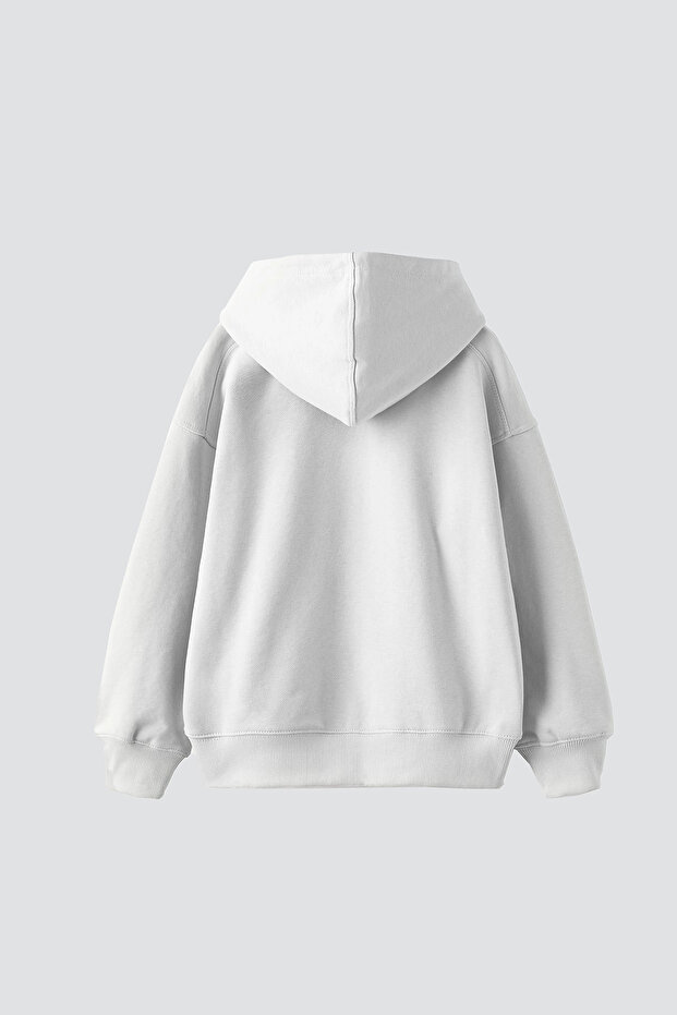 Без кишень Basic Капюшон Oversize Біла худі - 2