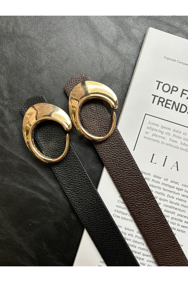 2-Pack Maze Women's Gold Buckle Belt Waist Belt Coat Belt Dress Belt Trouser Belt