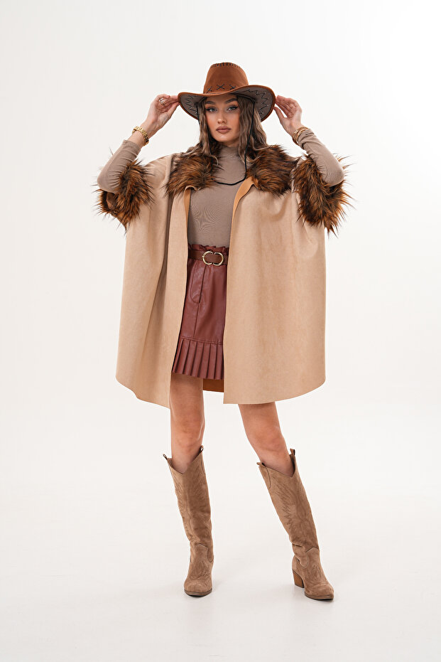 Süet Kısa Panço - 5