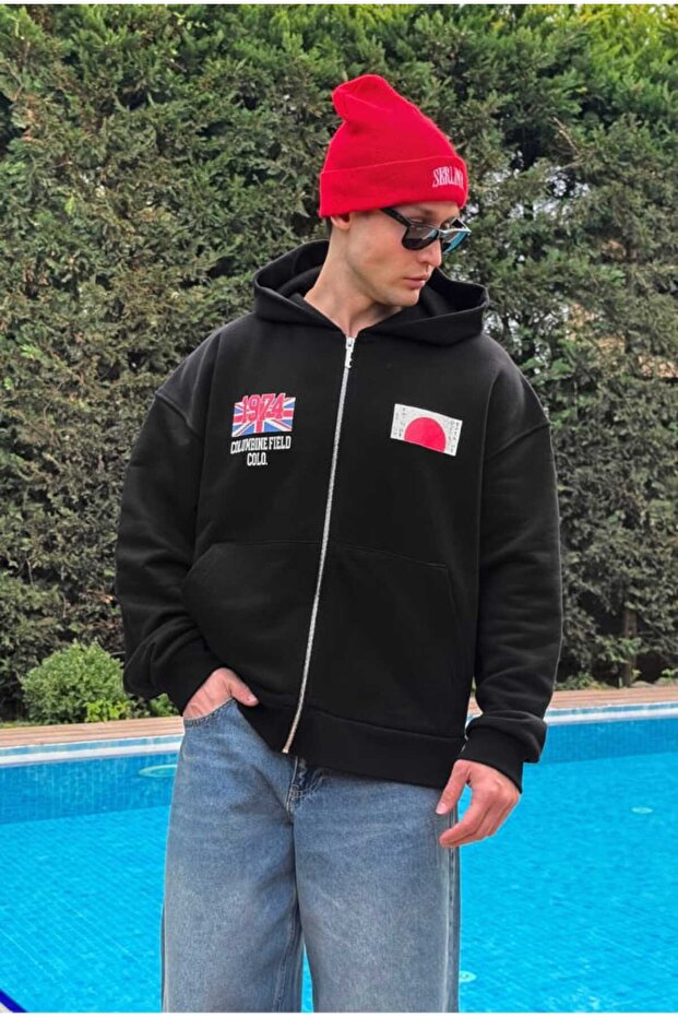 Premium War Baskılı Oversize Zip - 5