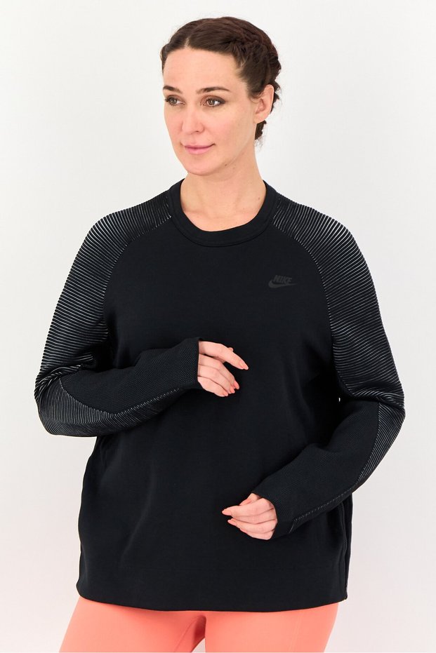 Women Sportswear Fit Long Sleeve Outdoor Sweatshirt, Black
