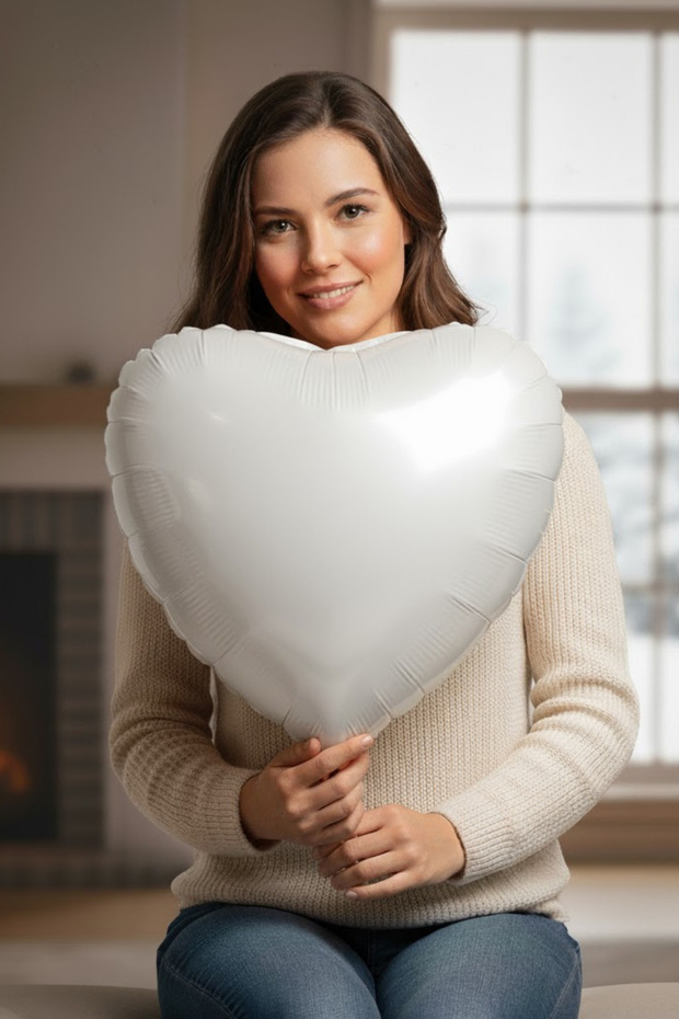 White Heart 1 Piece 45 cm Valentine's Day Romantic Celebration Birthday Ornament Birthday Party Material