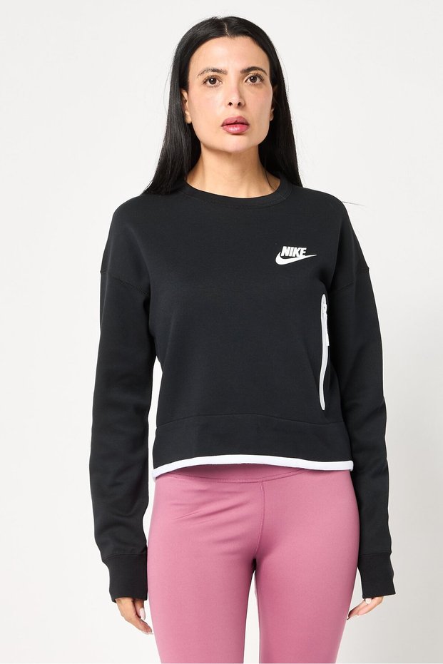 Women Sportswear Fit Long Sleeve Outdoor Sweatshirt, Black