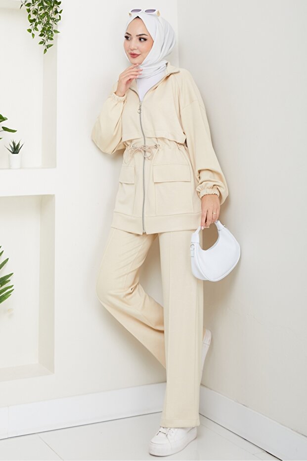 Double Suit with Flap Pocket 1652 - Beige