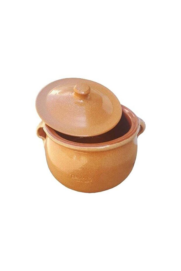 وعاء طبخ فخاري مع غطاء – أدوات مطبخ خزفية تقليدية مصنوعة يدويًا