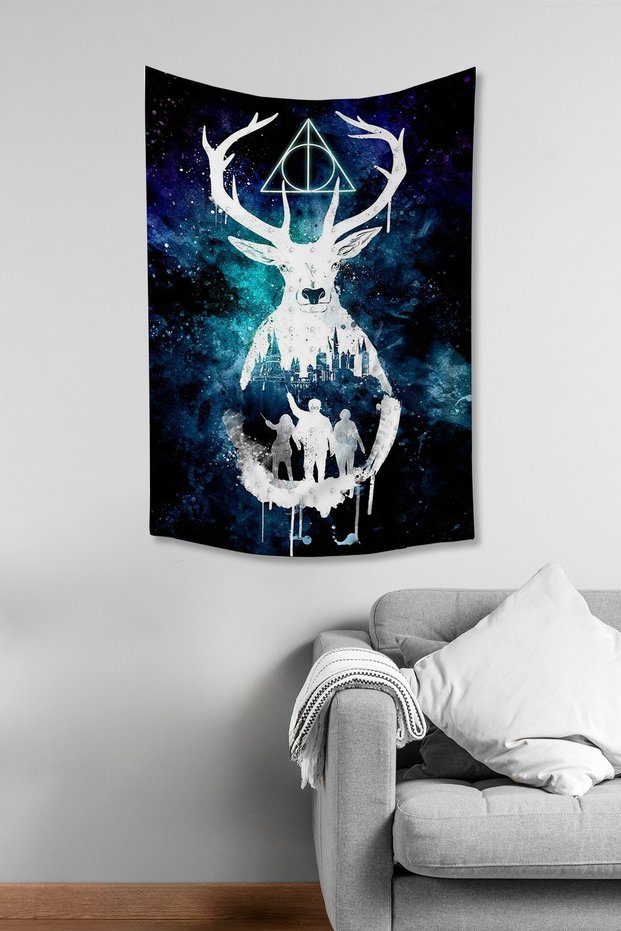 Harry Potter Patronus Deer Pattern Wall Cloth Wall Tapestry Suede Textured Fabric