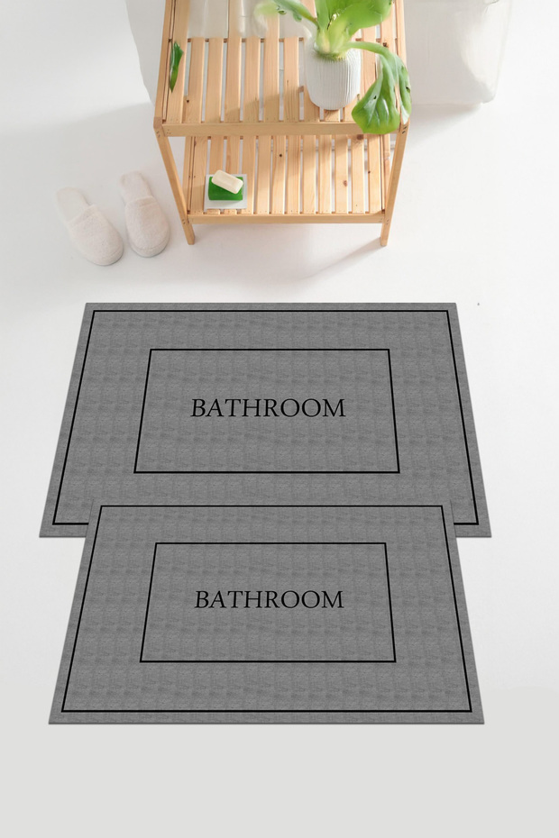 Digital Printed Washable and Non-Slip Based Framed Bathroom Written Toilet Mat Toilet Set