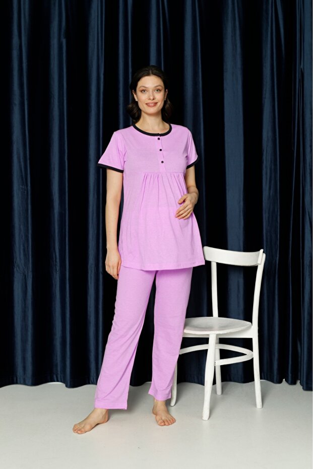 Soft-Textured Maternity Pajama Set - 1