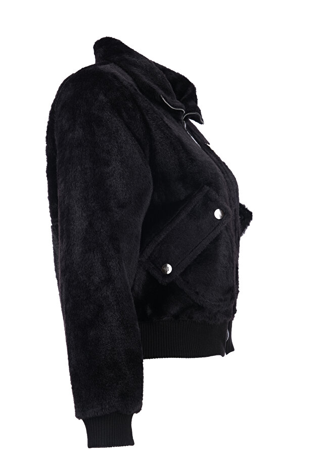 Cep Detaylı Peluş Mont - 3