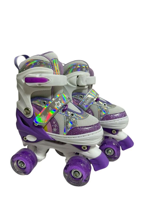 Adjustable roller skates for children with LED, with complete protection set, adjustable sizes - 4