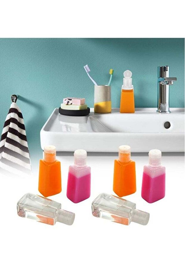 50 قطعة من زجاجات السفر الفارغة سعة 1 أونصة، زجاجات بلاستيكية شفافة صغيرة سعة 30 مل، على شكل شبه منحرف مع غطاء قابل للتقليب - 7