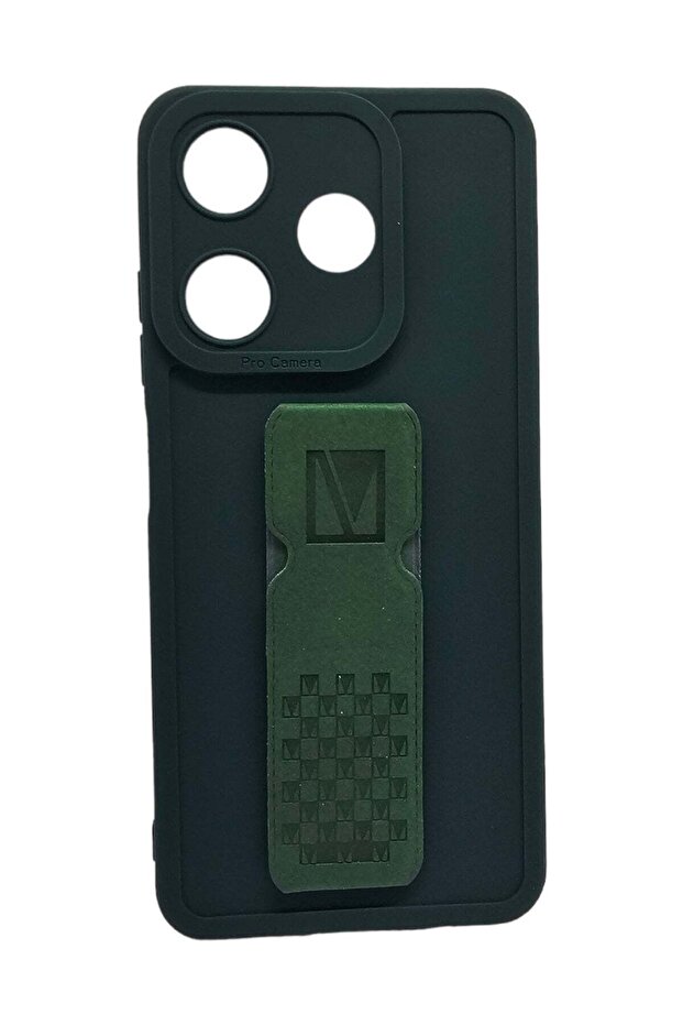 Silicone Back Cover With Holder For Tecno Spark 10C - Green - 1