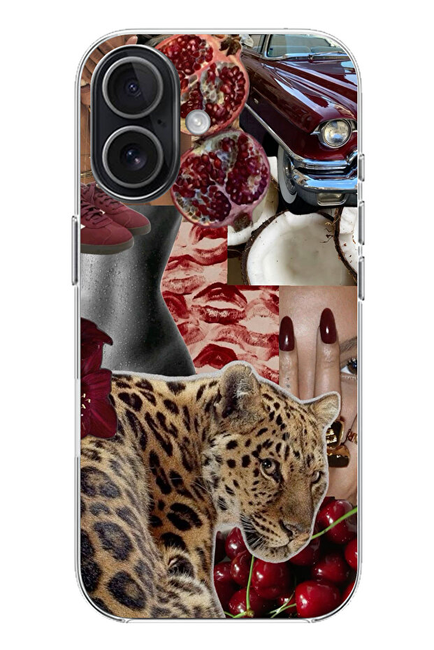 حافظة سيليكون متوافقة مع هاتف iPhone 17 باللون الأحمر الفهد مطبوع - 1