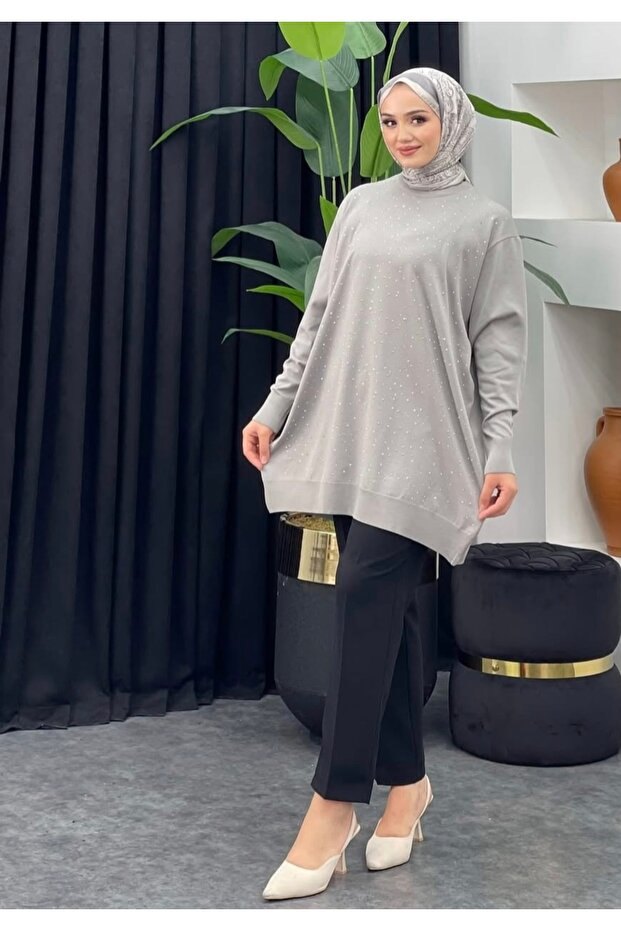 Taşlı Merserize Tunik - 2