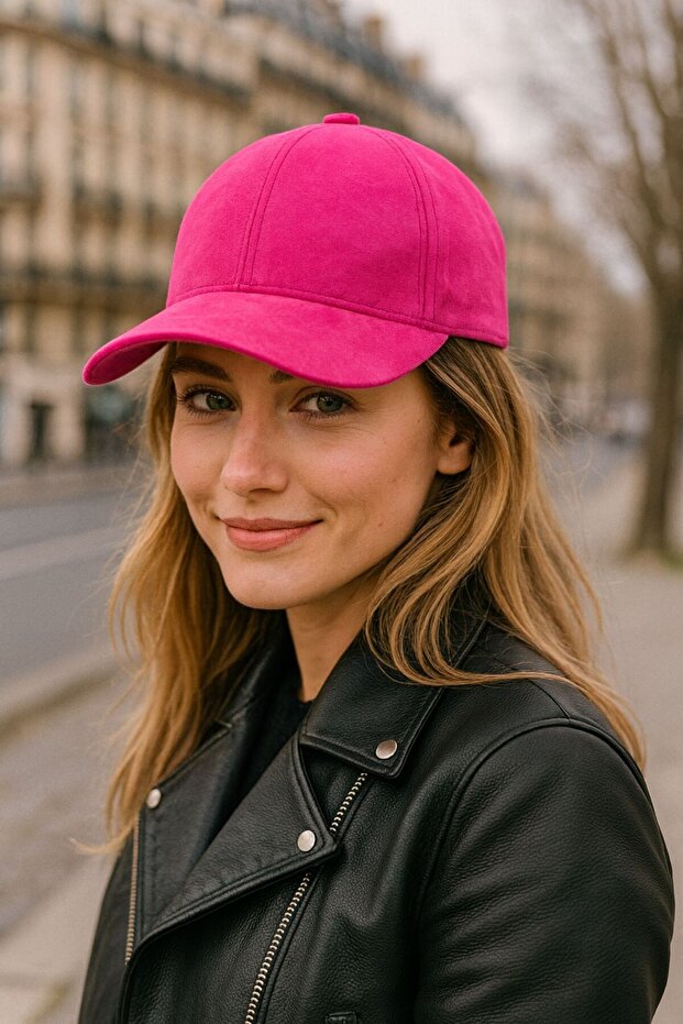 Fuchsia Suede Women's Cap Hat