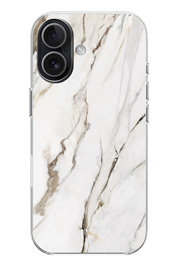 iPhone 17 Compatible White Marble Printed Silicone Case - 1