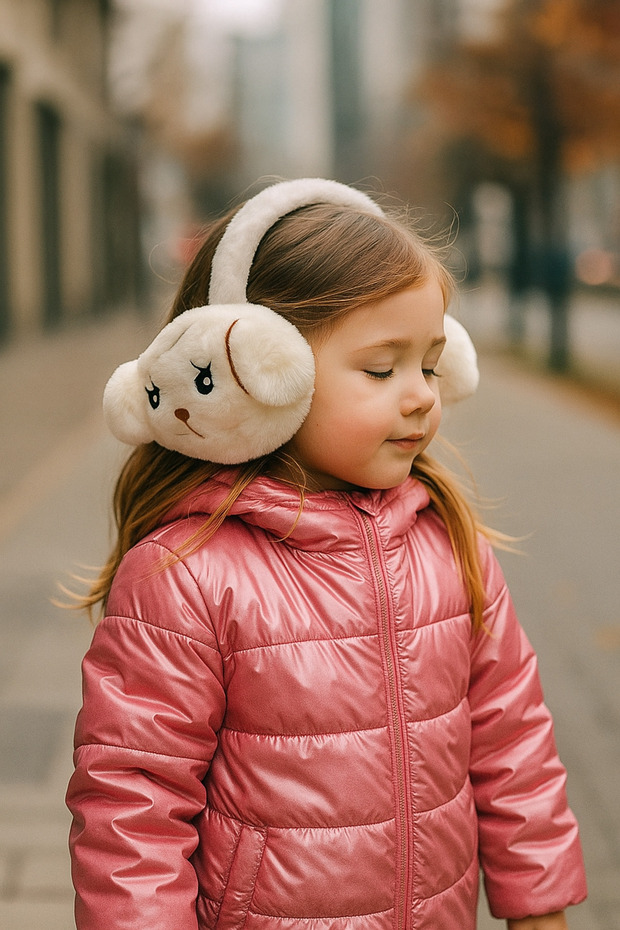 Girls' Plush Earmuffs - Ear Protection Beanie