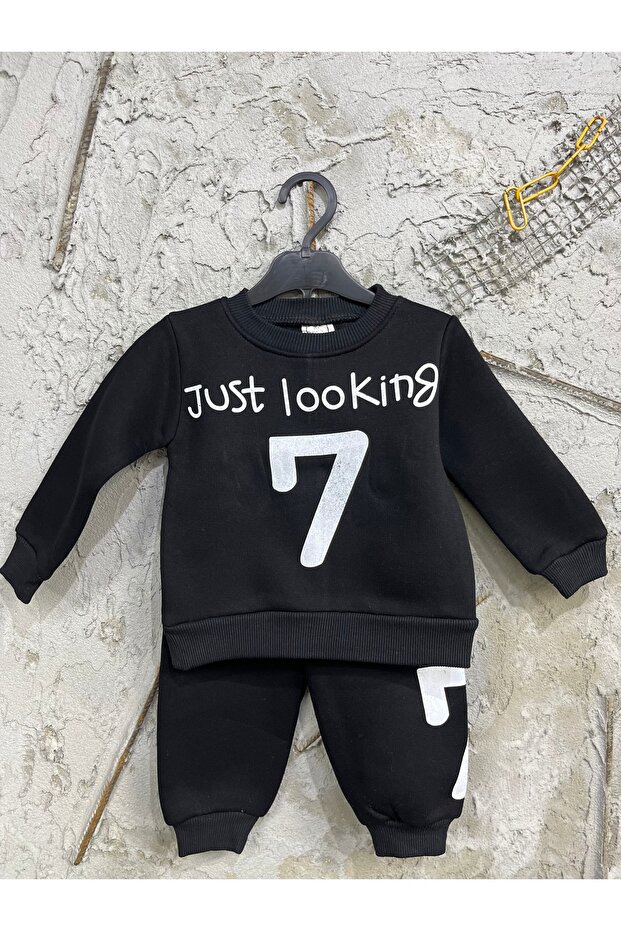 3 Yarn Fleece-Lined Unisex Children's Tracksuit Pajama Set