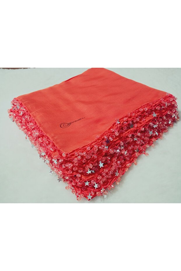 Handcrafted Handwork Edge Beaded Writing Cheesecloth Dowry Gift 100X100 cm