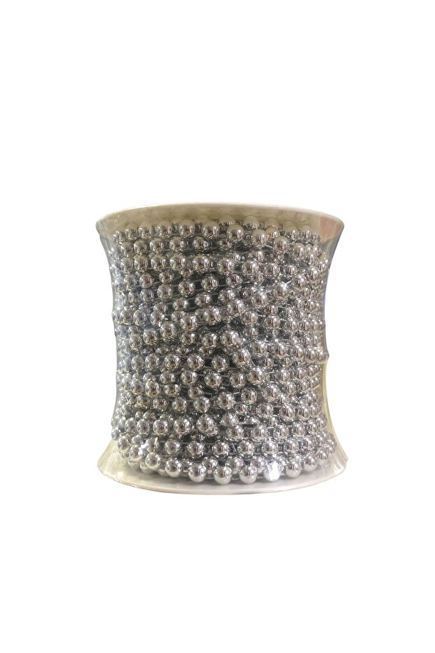 6mm Stranded Pearl Beads – 25 Meters Silver – Shiny Decorative Trim Ribbon