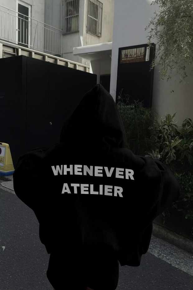 Unisex Hooded Sweatshirt Oversized Arka Printed'Whenever Atelier' 3 Thread Raised