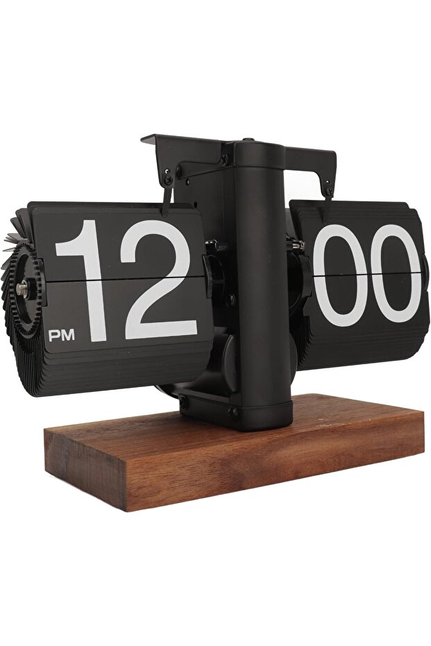 Flip Clock Retro Vintage Digital Flip Down Battery Operated Desk Shelf Clock (Black)