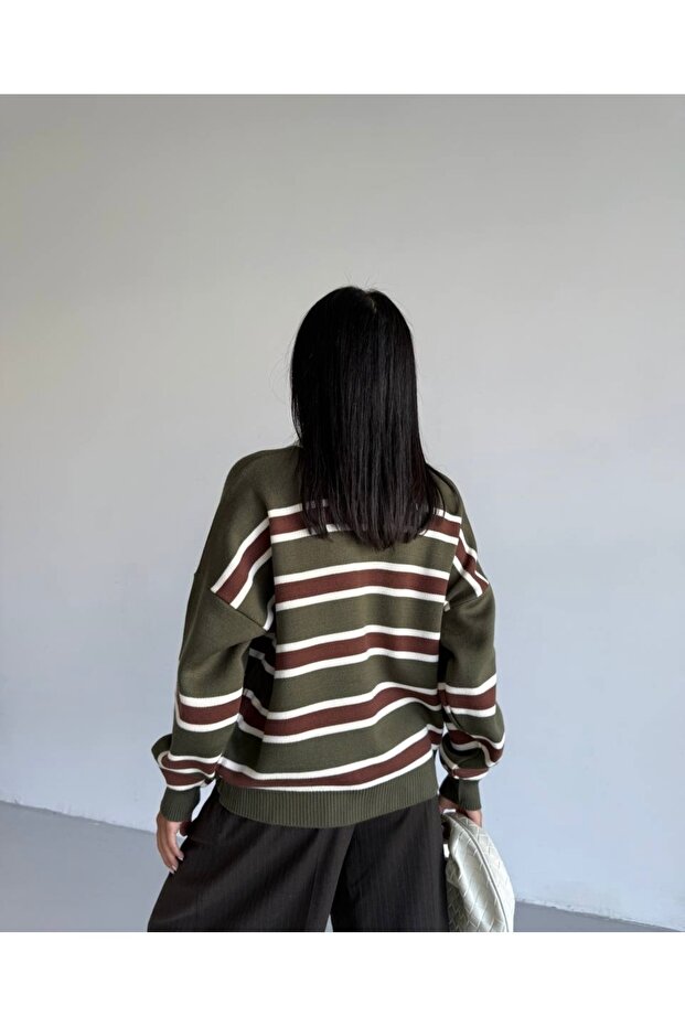 BENNDE POLO YAKA ÇİZGİLİ BASIC KAZAK - 2