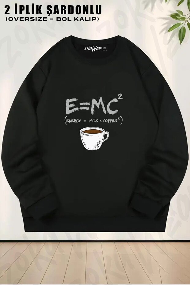 سويت شيرت برقبة دائرية للجنسين من Emc2 Science Albert Einstein مطبوع قصة فضفاضة