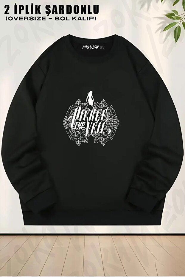 Unisex Logo Pierce the Veil 5 Printed Oversized Crew Neck Sweatshirt
