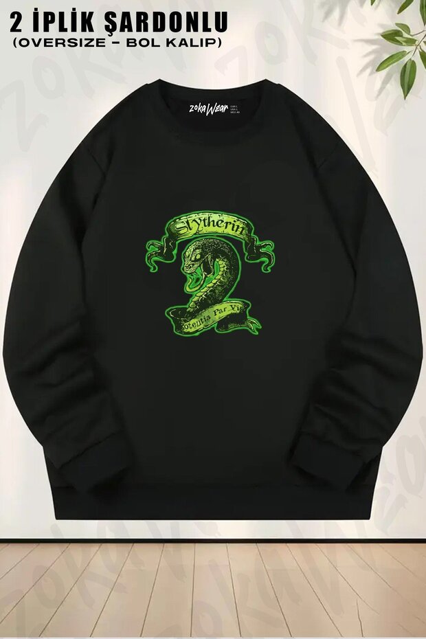 Unisex Hary P. Slytherin Printed Oversized Crew Neck Sweatshirt