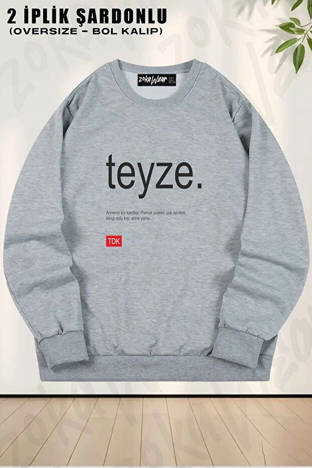 سويت شيرت يونيسكس Teyze Tdk عضوي مطبوع قصة فضفاضة برقبة دائرية