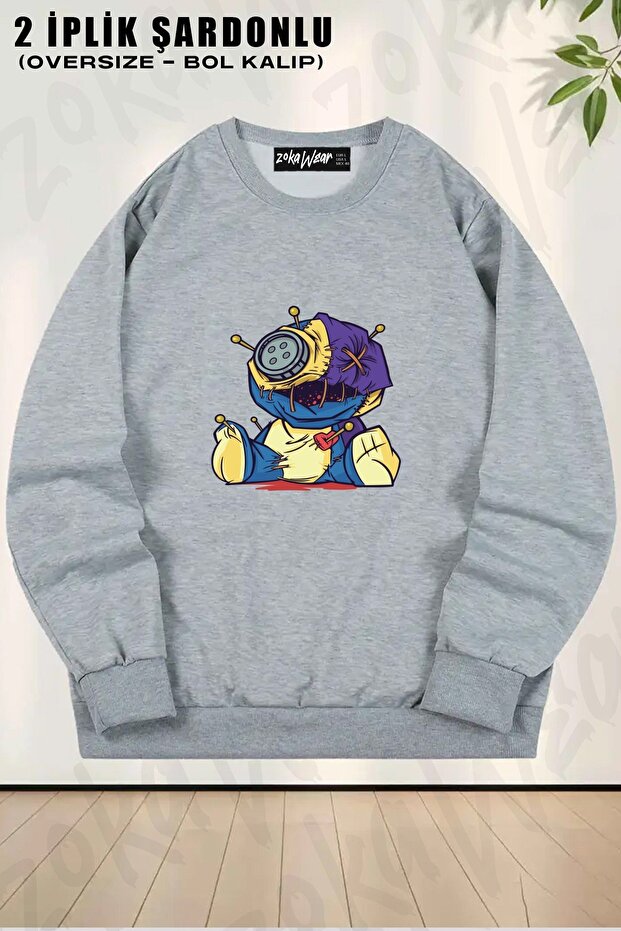 Unisex Vudu Baby Printed Oversized Crew Neck Sweatshirt