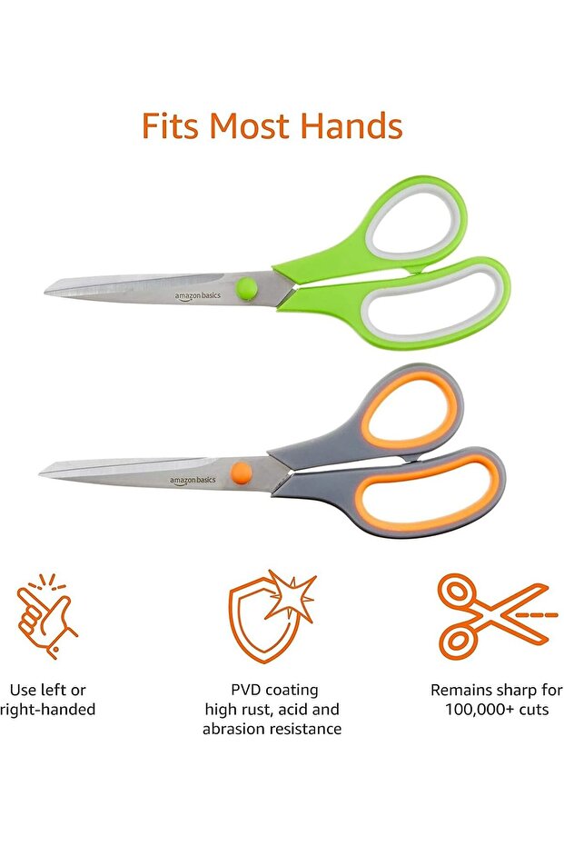 مقص تيتانيوم بطول 20 سم بمقبض ناعم، عبوة من قطعتين - 4