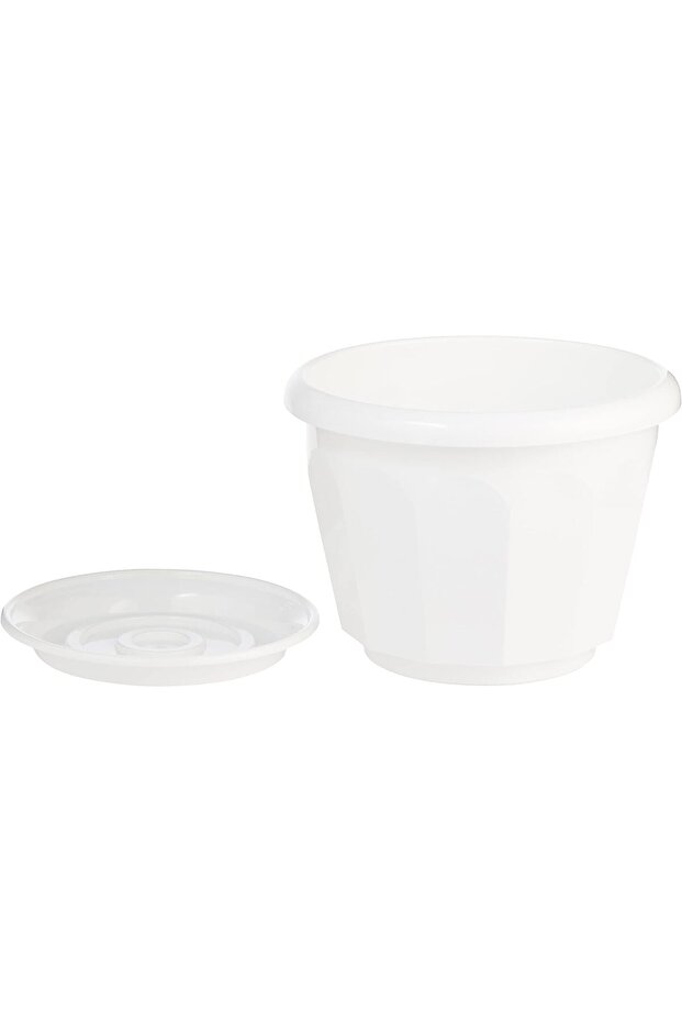 وعاء زهور بلاستيكي سداسي الشكل مع صينية - 3