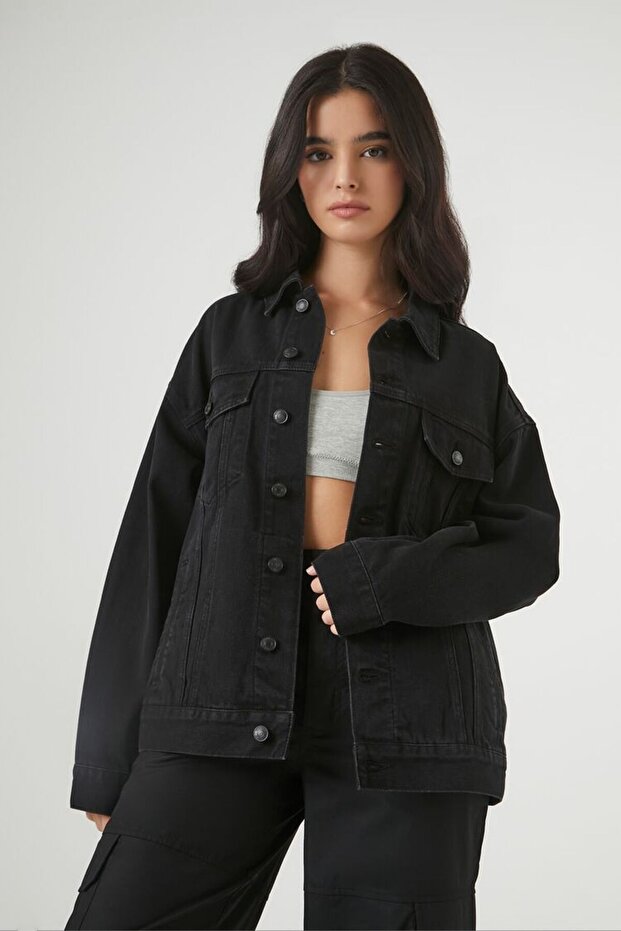 Oversize Trucker Kot Ceket - 3