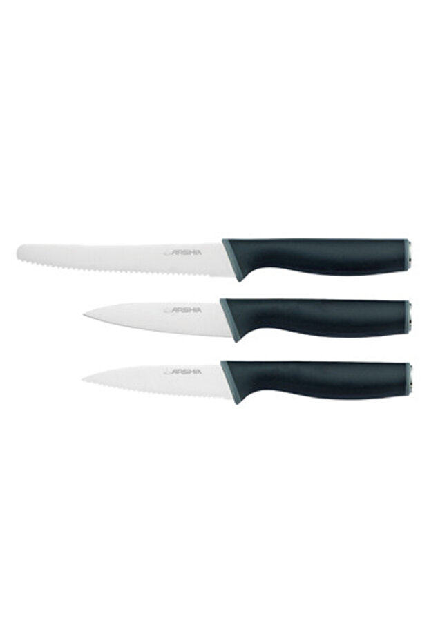 3-Piece Stainless Steel Knife Set–Paring 3.5″,Serrated 3.5″ & Tomato 5″1.5 mm