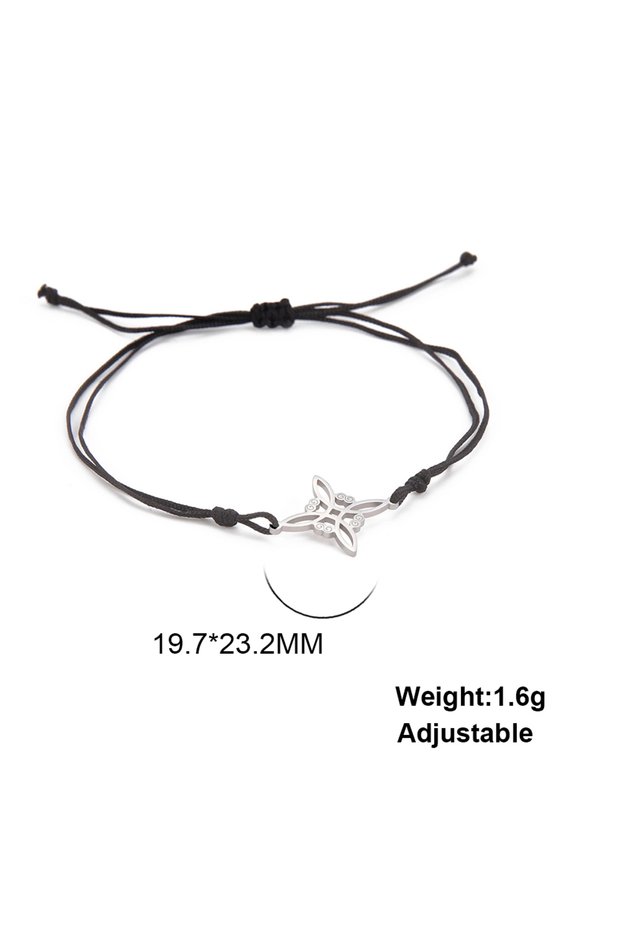 Adjustable Black Steel Skyrim Stainless Steel Witch Knot Pendant Bracelet for Women Men Jade Cord Ro
