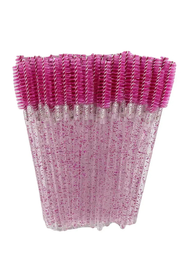 C502-red 50pcs Disposable Crystal Eyelashes Brush Comb 50Pcs Eye Lashes Extension Mascara Wands Make