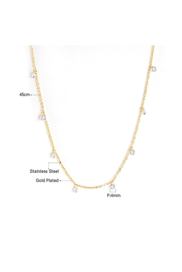 427G LUXUSTEEL Round CZ Pendant Necklace For Women White Colorful Cubic Zirconia Stainless Steel Col