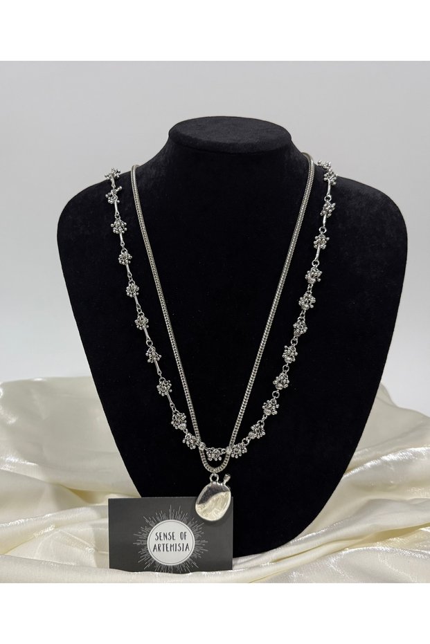 Brand Model Double Set Silver Necklace Set with Bottle Pendant
