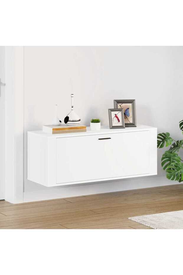 Wall Shoe Cabinet White 100x35x38 cm Engineered Wood