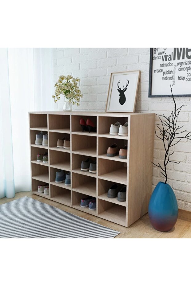 Shoe Rack Engineered Wood 92x30x67.5 cm Oak