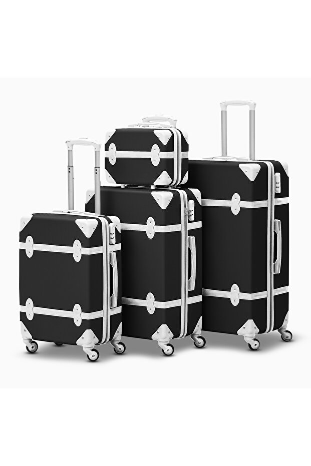 Vintage Hard Shell Lightweight ABS 4PCS SET (14/20/24/28 Inch) Luggage and Cosmetic Bag