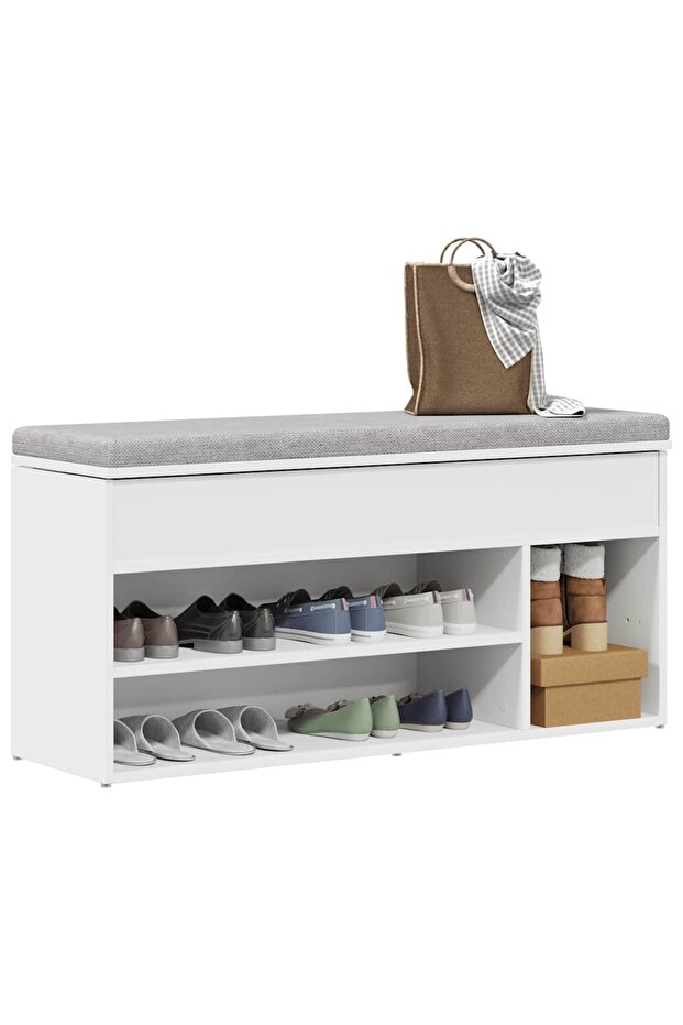 Shoe Bench White 102x30.5x45 cm Engineered Wood